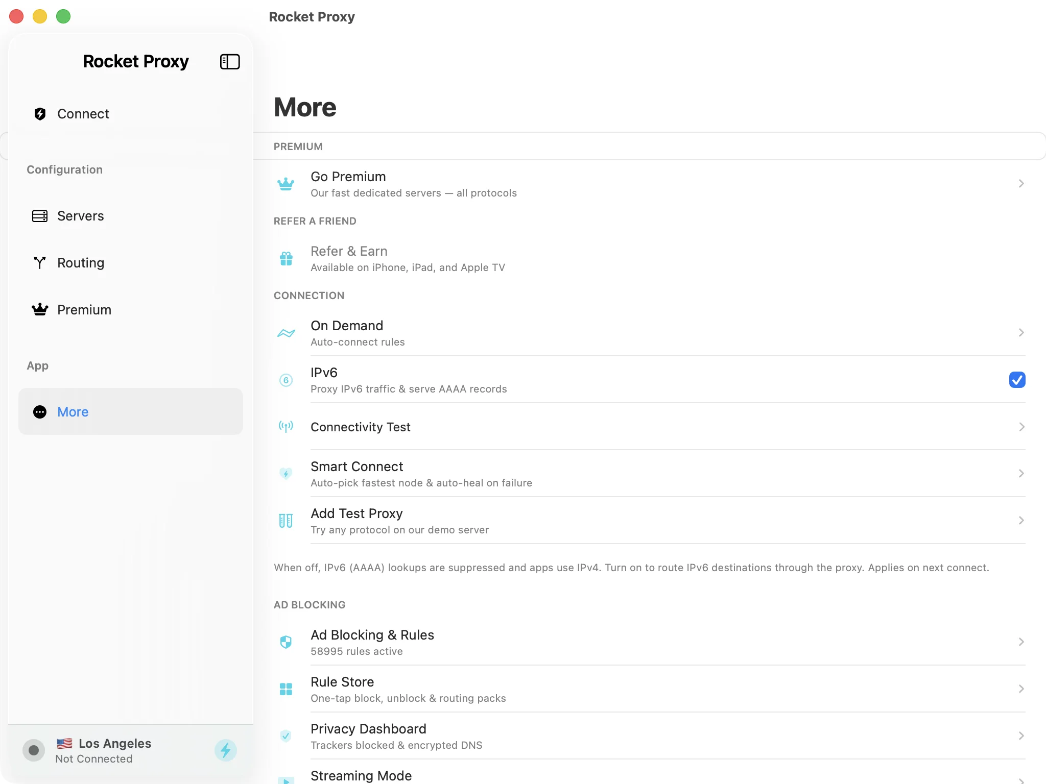 Rocket Proxy for Mac More screen